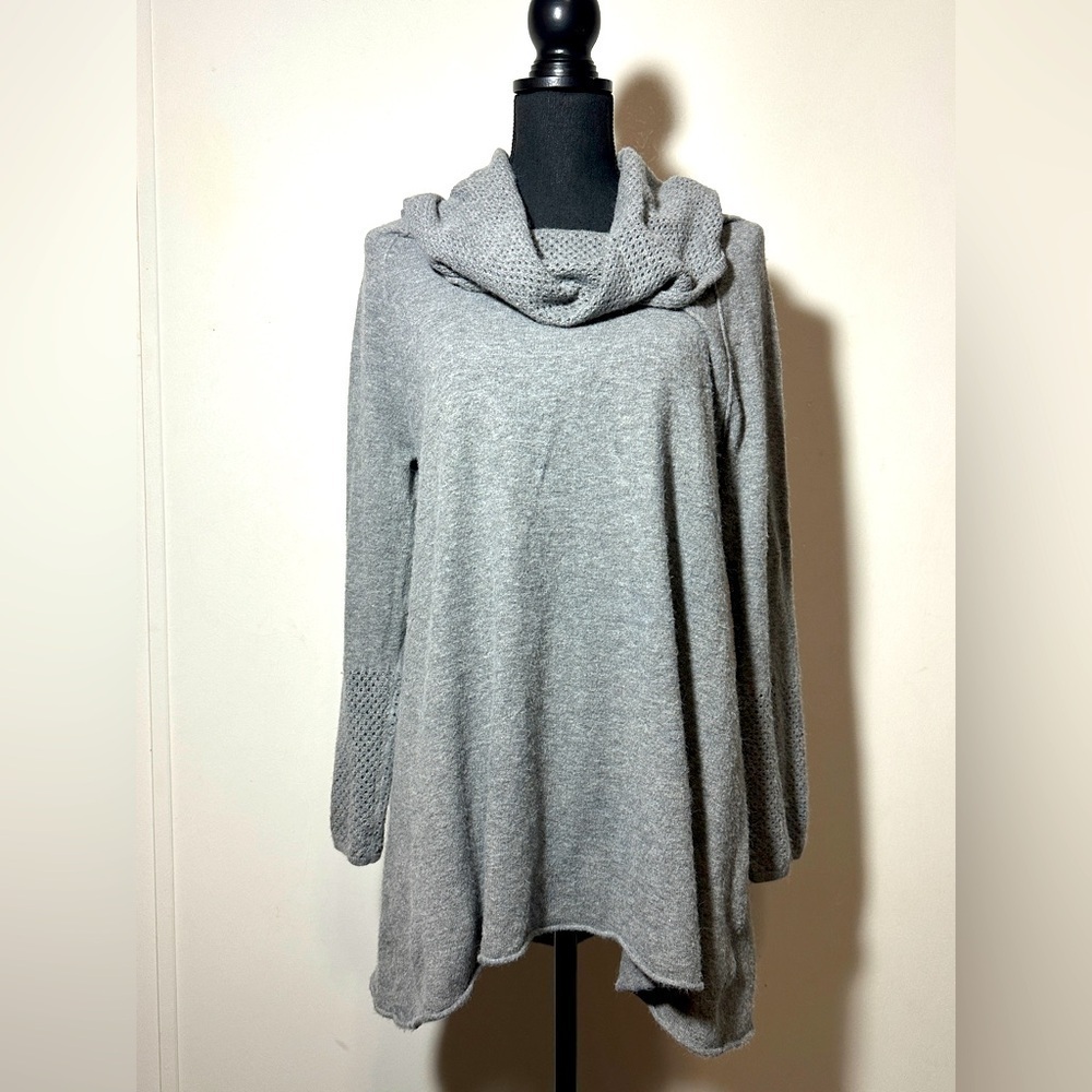 AT LAST Gray Women's Sweater Cowl Neck Long Sleeves Size Large
